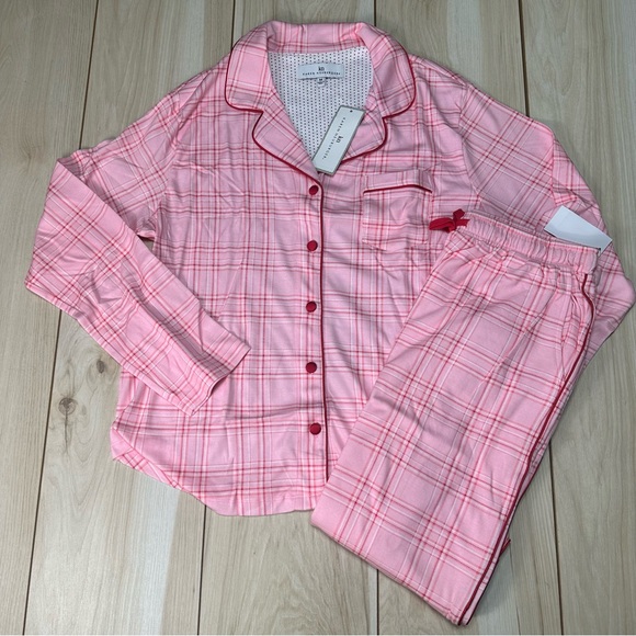 Karen Neuburger English Beauty Pajama Set Pearl Plaid Size Medium NWT RLK0336 - Picture 1 of 11